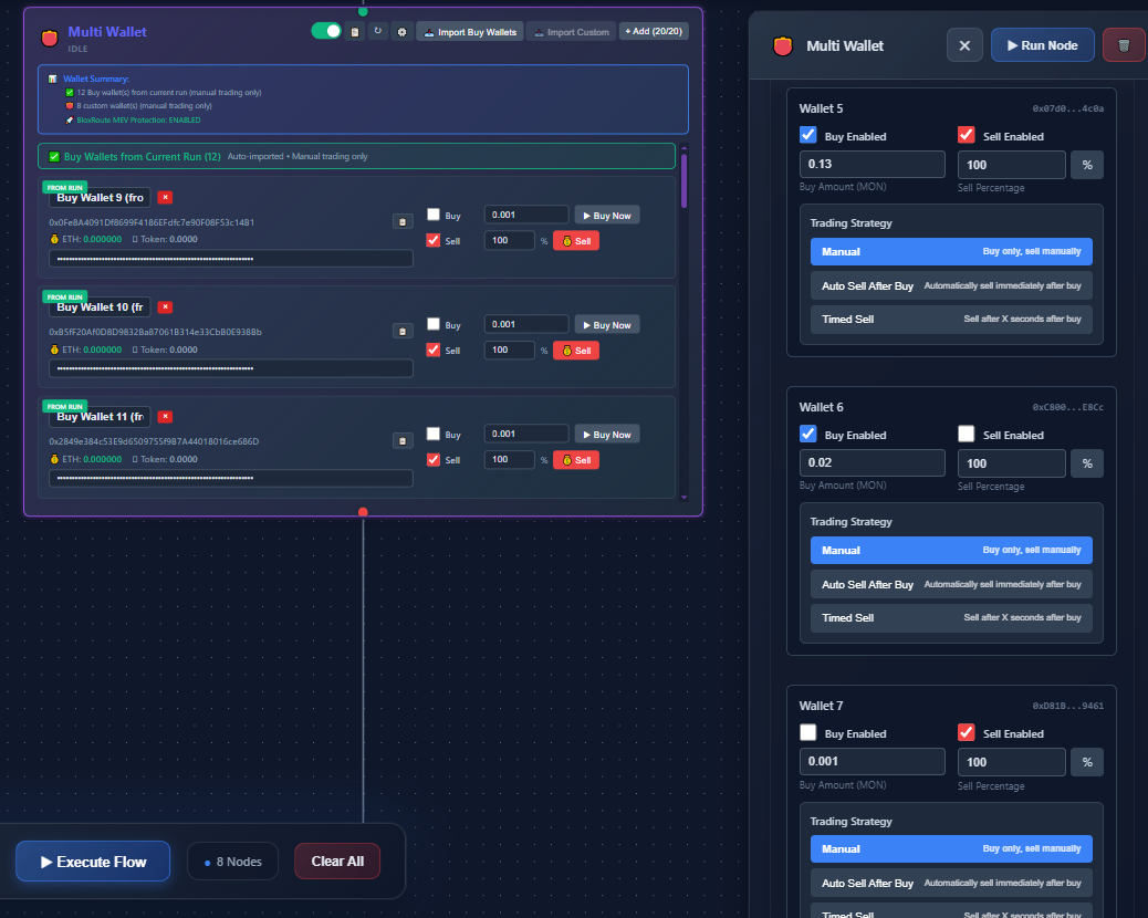 Multi-wallet configuration